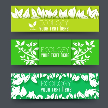 flat eco leaf horizontal banners concept. Vector illustration design.のイラスト素材