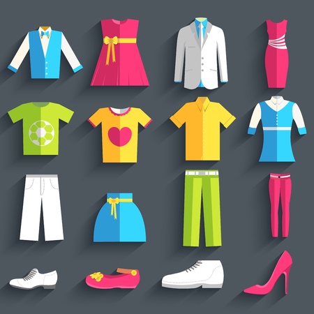 collection style fashion clothing for people icon set background concept. Vector template for web and mobile design.のイラスト素材