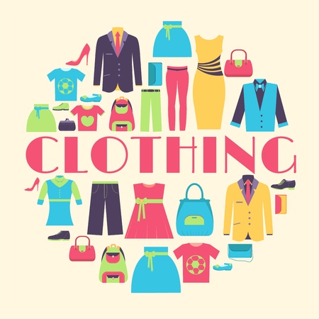 collection style fashion clothing for people icon set background concept. Vector template for web and mobile design.のイラスト素材