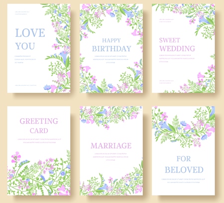 Set of flower wedding ornament concept. Art traditional, magazine, book, poster, abstract, element. Vector layout decorative ethnic greeting card or invitation designのイラスト素材