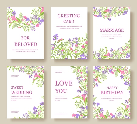 Set of flower wedding ornament concept. Art traditional, magazine, book, poster, abstract, element. Vector layout decorative ethnic greeting card or invitation designのイラスト素材