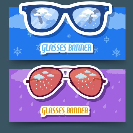 retro glasses banners. vector illustrationのイラスト素材