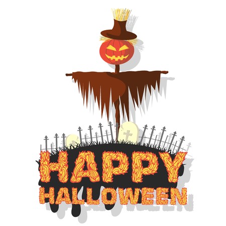 Halloween time background concept in retro style. Vector illustration design.のイラスト素材