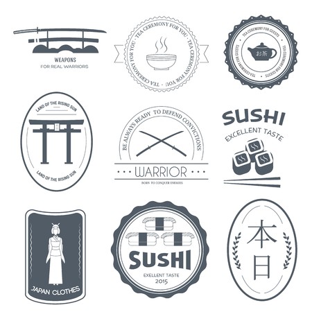 Country Japan label template of emblem element for your product or design, web and mobile applications with text.のイラスト素材