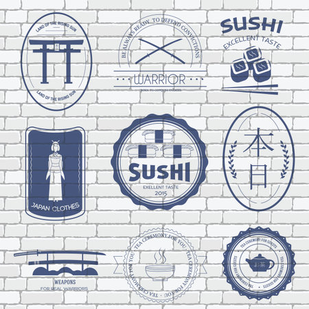 Country Japan label template of emblem element for your product or design, web and mobile applications with text.のイラスト素材