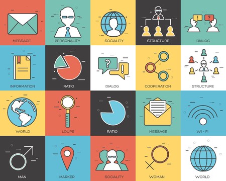 thin line social set icons concept. Vector illustration design.のイラスト素材