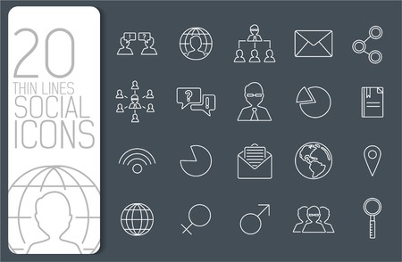 thin line social set icons concept. Vector illustration designのイラスト素材