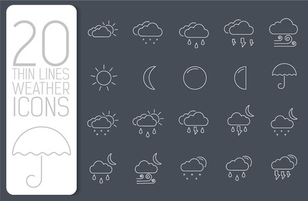 thin line weather set icons concept. Vector illustration design.のイラスト素材