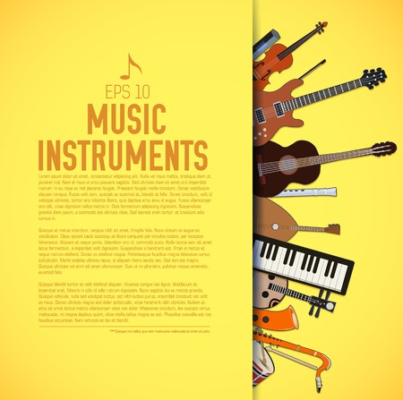 flat music instruments background concept. Vector illustrator designのイラスト素材