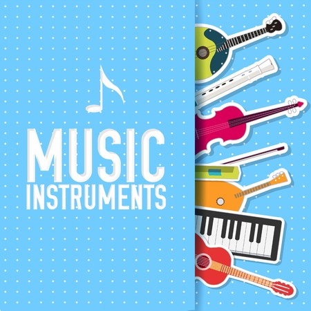 flat music instruments background concept. Vector illustrator.のイラスト素材
