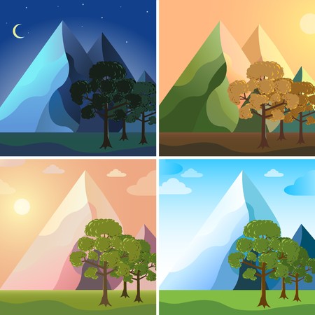 Mountains banners icons set. Vector illustration design.のイラスト素材