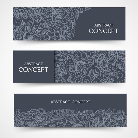 Set of old middle ages flyer pages ornament illustration concept. Vintage art traditional, Islam, arabic, indian, ottoman motifs, elements. Vector decorative retro greeting card or invitation designのイラスト素材