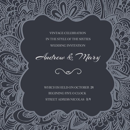 Hand drawn abstract background ornament illustration concept. Vector decorative retro banner of card or invitation design. Vintage traditional, Islam, arabic, indian, ottoman motifs, elementsのイラスト素材