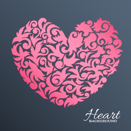 abstract ornament heart illustration background concept. Vector decorative retro banner of card or invitation happy valentine's day. Traditional, Islam, arabic, indian, ottoman motifs, elementsのイラスト素材