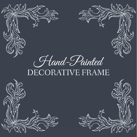 Hand drawn abstract background ornament frame on old paper illustration concept. Vector decorative retro banner of card or invitation design. Vintage traditional, indian, ottoman motifs, elementsのイラスト素材