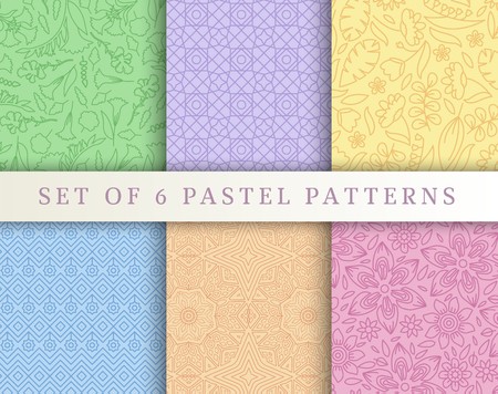 Set of linear pastel style concept. Outline element on poster, book, layout abstract, magazines, brochure. Vector flower thin line icon greeting card or invitation design seamless pattern.のイラスト素材