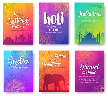 Set of Indian country ornament illustration concept. Art traditional, book, poster, abstract, ottoman motifs, element. Vector decorative ethnic greeting card or invitation design backgroundのイラスト素材