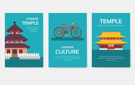 Set of China country ornament travel tour concept. Asian traditional, magazine, book, poster, abstract, element. Vector decorative ethnic greeting card or invitation design backgroundのイラスト素材