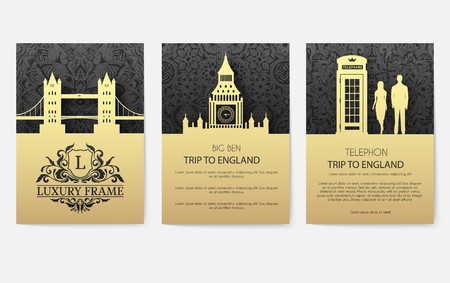 Set of England country ornament illustration concept. Art traditional, layout book, poster, abstract, ottoman motifs, element. Vector decorative ethnic greeting card or invitation design backgroundのイラスト素材
