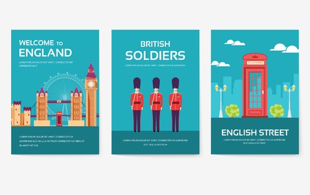 Set of England country ornament travel tour concept. London traditional, magazine, book, poster, abstract, element. Vector decorative ethnic greeting card or invitation design backgroundのイラスト素材