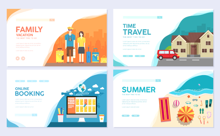 Tour of the world. Traditional travel  brochure card set. Summer vacation trip template of flyear, web banner, ui header, enter site. Layout invintation modern sliderのイラスト素材