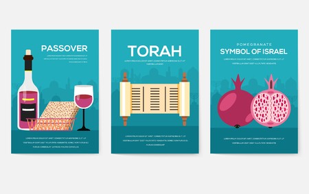 Set of Israel country ornament travel trip concept. Art traditional, magazine, book, poster, abstract, banners, element. Vector decorative ethnic greeting card or invitation design backgroundのイラスト素材