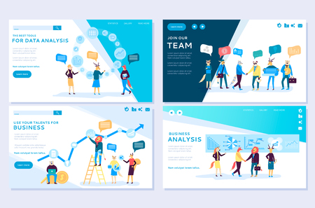 Set of web page for distance education, e-learning, online courses, tutorials. Web page vector illustration design templates. Edit and customize modern concepts. Website and mobile website developmentのイラスト素材
