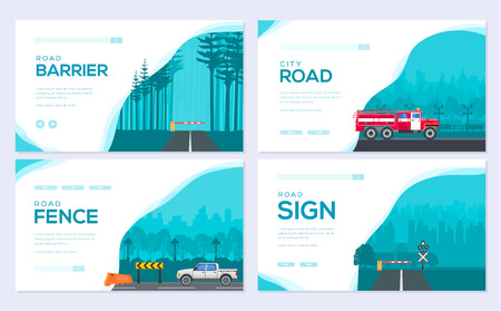 Traffic light day. Urban sign  brochure card set. Road transportation template of flyear, web banner, ui header, enter site. Layout invintation modern sliderのイラスト素材