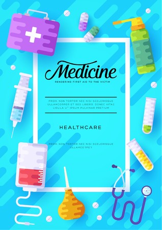 Medicine information cards set. Medical template of flyer, magazines, posters, book cover, banners. Clinical infographic concept background. Layout illustrations modernのイラスト素材