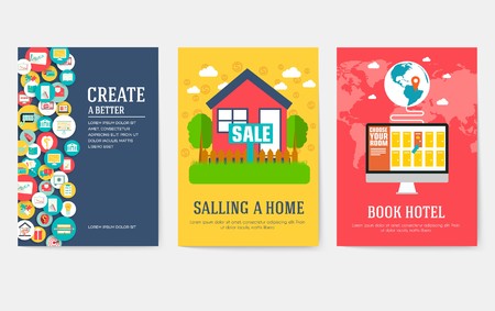 Business elements cards set. Marketing template of flyear, magazines, book cover, banners, booklet. idea infographic concept background. Layout illustrations modern pages with typographyのイラスト素材
