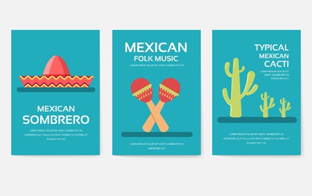 Set of Mexico country ornament travel tour concept. Asian traditional, magazine, book, poster, abstract, element. Vector decorative ethnic greeting card or invitation designのイラスト素材