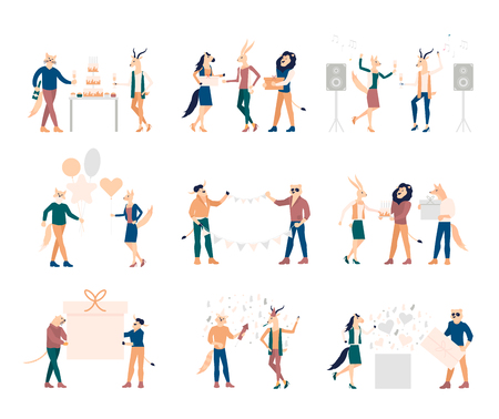 Birthday party people vector concept. Character illustrationのイラスト素材