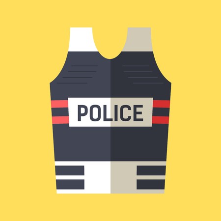 police uniform thin line icons. Radio gadgets.のイラスト素材