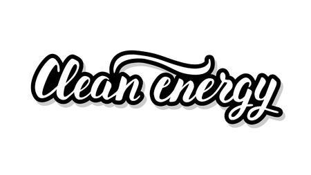 Clean energy calligraphy template text for your design illustration concept. Handwritten lettering title vector words on white isolated backgroundのイラスト素材