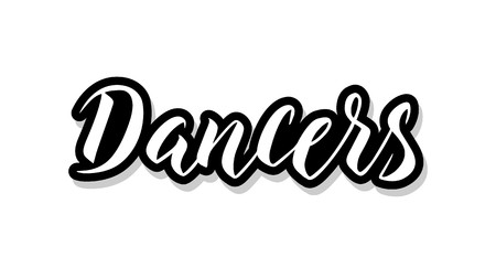 Dancers calligraphy template text for your design illustration concept. Handwritten lettering title vector words on white isolatedのイラスト素材