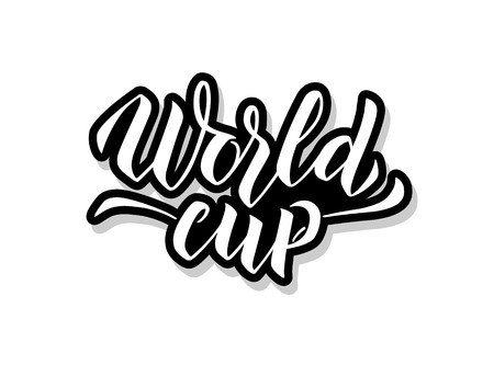 World cup calligraphy template text for your design illustration concept. Handwritten lettering title vector words on white isolatedのイラスト素材