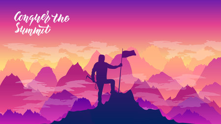 Rock climber resting while climbing overhangingのイラスト素材