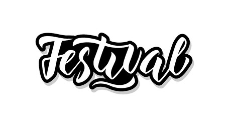 Festival calligraphy template text for your design illustration concept. Handwritten lettering title vector words on white isolatedのイラスト素材