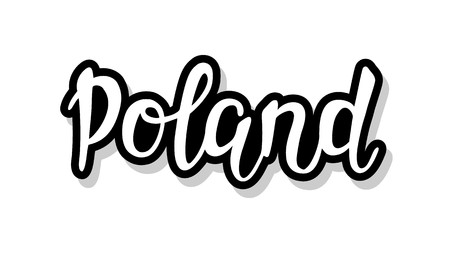 Poland calligraphy template text for your design illustration concept. Handwritten lettering title vector words on white isolated backgroundのイラスト素材