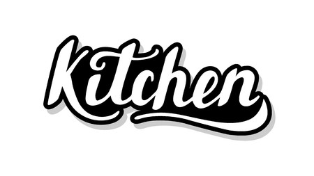 Kitchen calligraphy template text for your design illustration concept. Handwritten lettering title vector words on white isolatedのイラスト素材