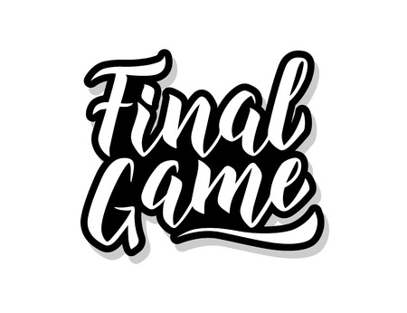 Final game calligraphy template text for your design illustration concept. Handwritten lettering title vector words on white isolated backgroundのイラスト素材