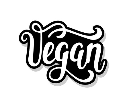 Vegan calligraphy template text for your design illustration concept. Handwritten lettering title vector words on white isolatedのイラスト素材