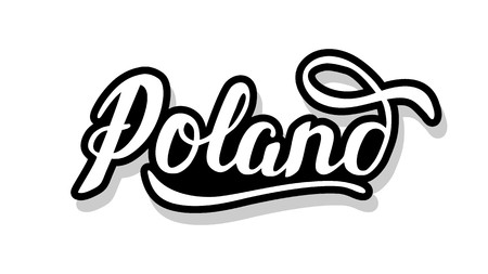 Poland calligraphy template text for your design illustration concept. Handwritten lettering title vector words on white isolatedのイラスト素材