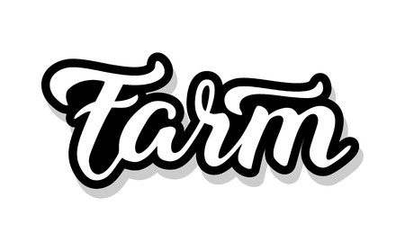 Farm calligraphy template text for your design illustration concept. Handwritten lettering title vector words on white isolatedのイラスト素材