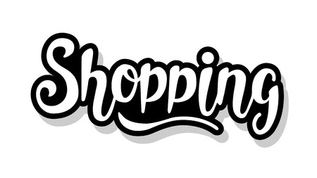 Shopping calligraphy template text for your design illustration concept. Handwritten lettering title vector words on white isolatedのイラスト素材