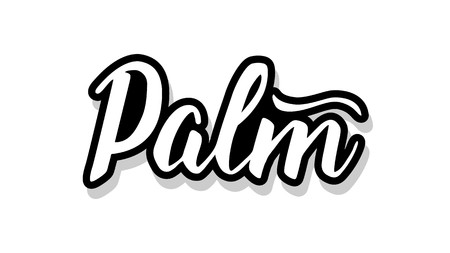 Palm calligraphy template text for your design illustration concept. Handwritten lettering title vector words on white isolatedのイラスト素材