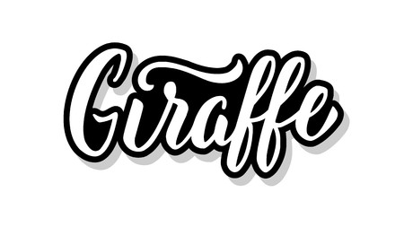 Giraffe calligraphy template text for your design illustration concept. Handwritten lettering title vector words on white isolatedのイラスト素材