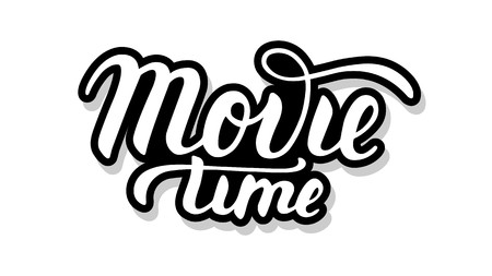 Movie time calligraphy template text for your design illustration concept. Handwritten lettering title vector words on white isolatedのイラスト素材