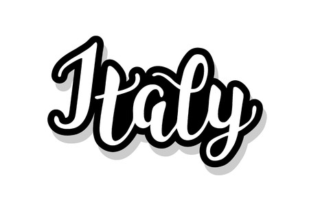 Italy calligraphy template text for your design illustration concept. Handwritten lettering title vector words on white isolated backgroundのイラスト素材