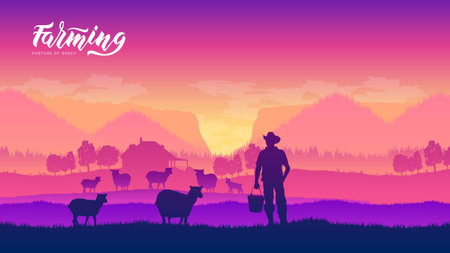 Farming life brochure card. Take care of the garden template land page wallapapers. cultivation of layout modern designのイラスト素材